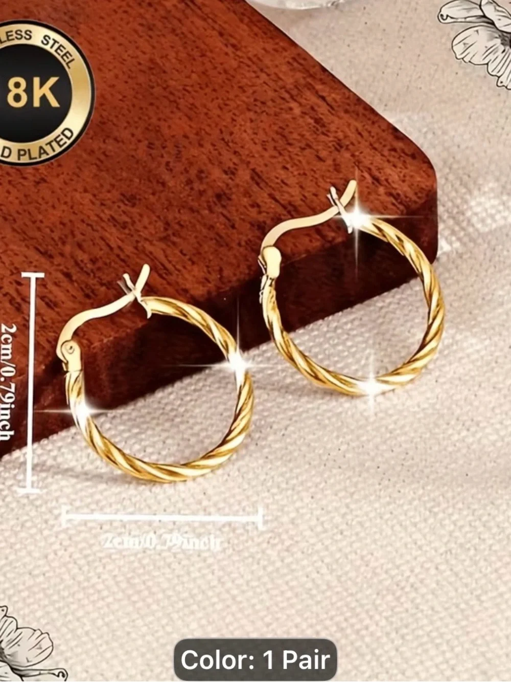 18K Gold-Plated Twisted Hoop Earrings - Women Jewelry